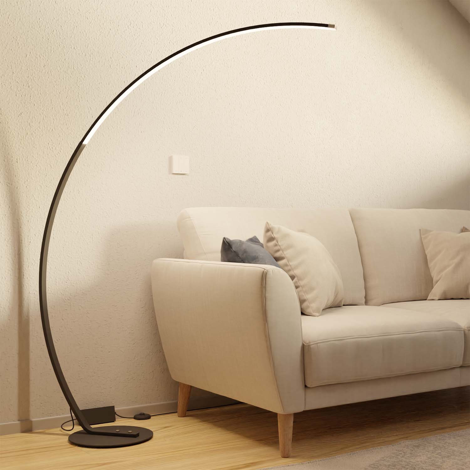 Stehlampe Bogenlampe dimmbar LED Wohn & Schlafzimmer Bogenleuchte Leselampe  Bogenstehlampe