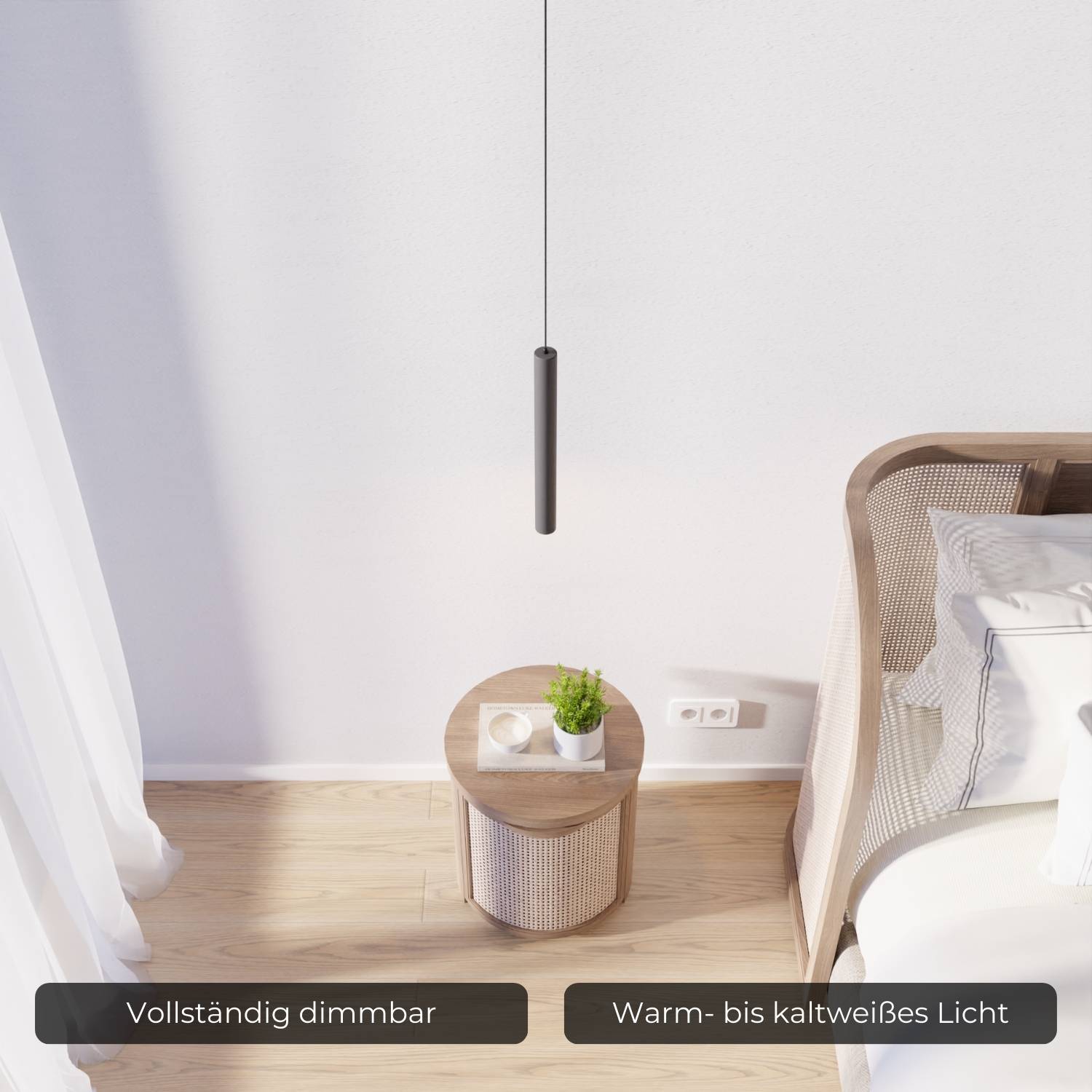 Dimmbare LED Pendelleuchte 1-flammig für Schlafzimmer & Küche Hängeleuchte  schwarzHovaro Designer Pendelleuchte