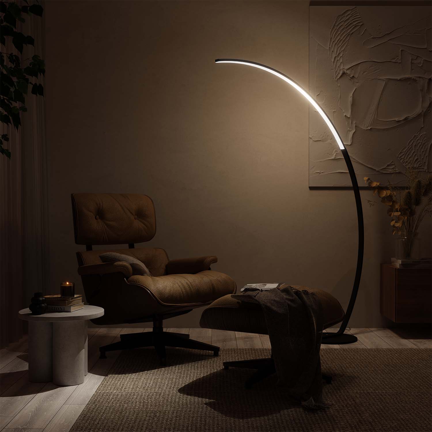 Stehlampe Bogenlampe dimmbar LED Bogenleuchte Leselampe Schlafzimmer Wohn Bogenstehlampe 